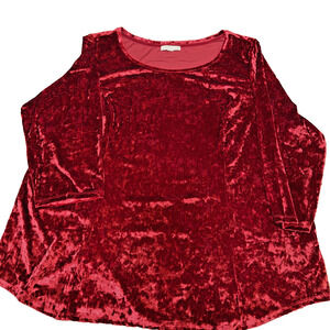 Westport 1962 Red Crushed Velvet Long Sleeve Top – Women’s 3X